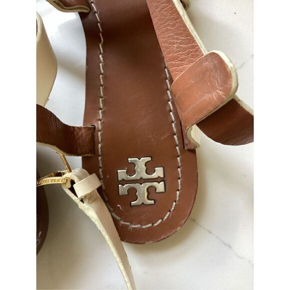 Tory Burch Leather Gladiator Sandals Sz 8.5 Cream $330.00 Retail SOLD OUT - Picture 5 of 9